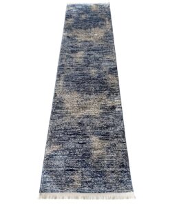 Classic Modern Turkish Blue Beige Passage Rug - 300 x 80 cm