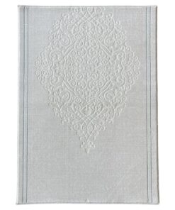 Classic Soft Cream Beige Floral Bedisde Rug - 150 x 80 cm