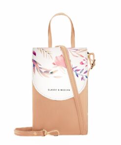 Classy & Modern Crossbody Sling Bag with Cellphone Touch Screen - Beige