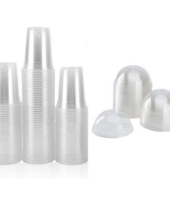 Clear Disposable Juice Cups With Lids 250ml (Pack of 50)