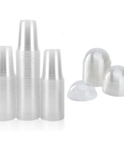 Clear Disposable Juice Cups With Lids (Pack of 50)