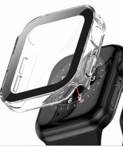 Clear Hard Case Tempered Glass Cover for Apple Watch 41mm Series 7/8