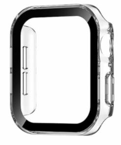 Clear Hard Case Tempered Glass Cover for Apple Watch 44mm