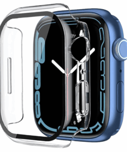 Clear Hard Case Tempered Glass Cover for Apple Watch 45mm Series 7/8