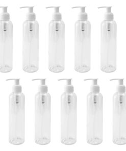 Clear Plastic Bottles with Lotion Pumps 10 x 200ml