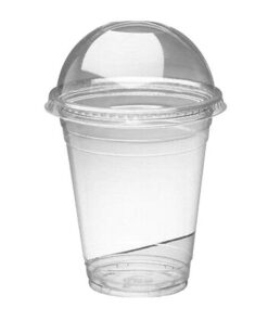 Clear Plastic Disposable Drinking Cup/Glass with Arch Dome Lid with Hole -250ml -200 Cups