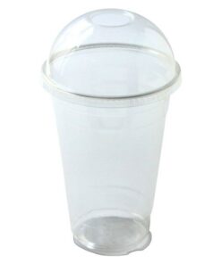 Clear Plastic Disposable Drinking Cup/Glass with Arch Dome Lid with Hole -500ml -200 Cups