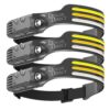 COB LED Headlamp Sensor USB with Rechargeable Battery - 3 Pack Bundle