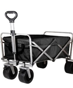 Collapsible Beach Trolley Folding Utility Wagon-Dual-brake-Black