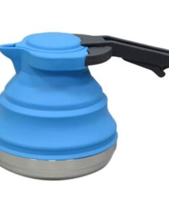 Collapsible Silicone Kettle Stainless Steel Base, Food Grade Silicone 1.5L - Dark Blue