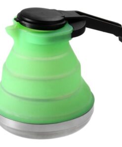 Collapsible Silicone Kettle Stainless Steel Base, Food Grade Silicone 1.5L - Green
