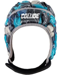 Collide Sport - Blue Camouflage Dinosaur Scrum Cap with Grey Border - M
