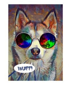 Colourful Blue Sunglass Dog Fleece Blanket