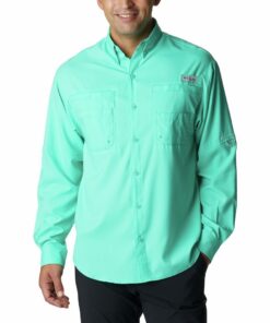 Columbia Mens Tamiami II Long Sleeve Shirt Electric Turquoise - 5XL