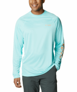 Columbia Mens Terminal Tackle Heather Long Sleeve Shirt in Gulf Stream - XL