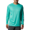 Columbia Mens Terminal Tackle Hthr LS Electric Turquoise Hthr, Cool Grey - XL