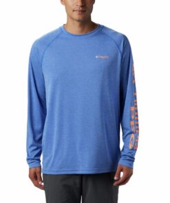 Columbia Men's Terminal Tackle Long Sleeve Vivid Blue Heather Bright Nectar - 2XL