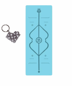 Comfortable Rubber Yoga Mat and Handmade Keyholder - Blue