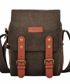 Compact Canvas Camera Shoulder Bag Case Waterproof for Nikon Canon Sony - Brown