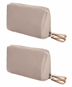 Compact Travel Cosmetic Bag & Organiser - 2 Pack - Beige