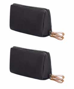 Compact Travel Cosmetic Bag & Organiser - 2 Pack - Black & Red