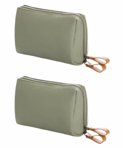 Compact Travel Cosmetic Bag & Organiser - 2 Pack - Green