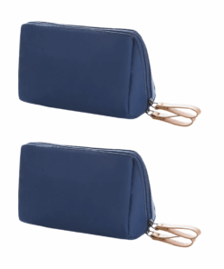 Compact Travel Cosmetic Bag & Organiser - 2 Pack - Navy