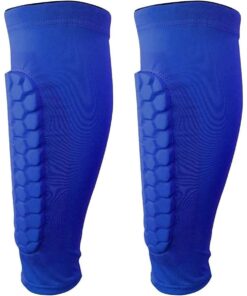 Compression Calf Sleeve with Honeycomb Protection Pad - 1 Pair - Blue - M