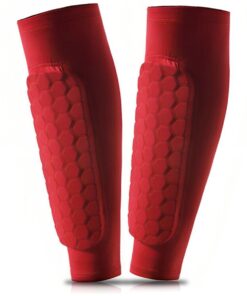 Compression Calf Sleeve with Honeycomb Protection Pad - 1 Pair - Red - L
