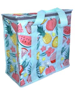 Cooler Bag Insulated with Handles - 16 Litres - Tropical Fruits Design - Blue
