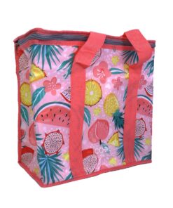 Cooler Bag Insulated with Handles - 16 Litres - Tropical Fruits Design - Pink