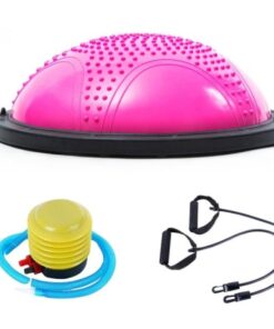 Core Bosu Balance Ball With Resistance Bands - Pink 58cm
