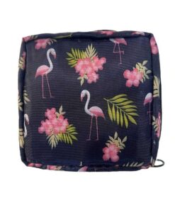 Cosmetic Travel Sanitary Bag - Black - Flamingo