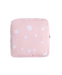 Cosmetic Travel Sanitary Bag - Pink - Leaves