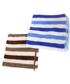 Cotton Beach Towel - Striped - Brown & Blue 2 Pack Combo