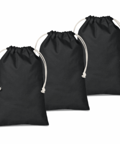 Cotton Drawstring Bag Black - 3 Pack Maxi