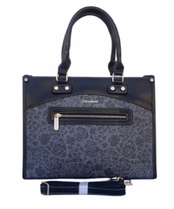 Cotton Road 3 Sections Executive Handbag with Rose Print - Black