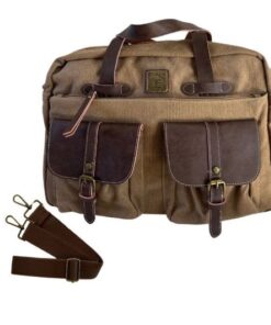 Cotton Road Military Style Canvas Laptop Bag - Brown