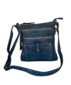 Cotton Road Zipped Crossbody Bag - Blue, Gold