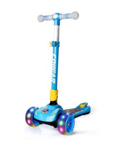Cougar Foldable Height Adjustable Scooter with Flashing Wheels - Blue