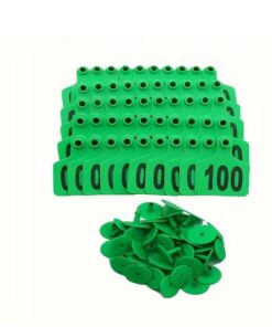Cow Ear Tags Marked 1 to 100 - Pack of 100 Tags - Green