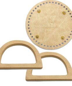 Craft Oval Bottom and Handle for Knitted Leather Bag Accessories - White