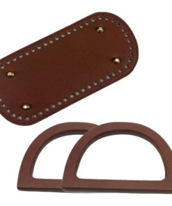 Craft Rectangle Bottom and Handle for Knitted Leather Bag Accessories - Brown