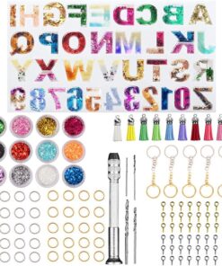 Craft Resin Number & Letter Mould Keyring Making Kit Set of 128