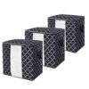 Creative Deco Set Of 3 Jumbo Storage Bags - Slate Grey With Silver Trim