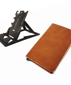 Credit Card Pop Up Wallets RFID Block Minimalist + Cellphone Stand Foldable - Light Brown