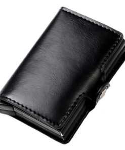 Credit Card Wallet RFID Anti-Theft Card Holders Portable Double Layer Purse - Black Oil Wax