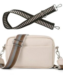 Cross Body Bag - Riley - 2x Shoulder Straps & 1x Keyring - Beige