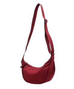 Cross Body Nylon Crescent Sling Bag - Red