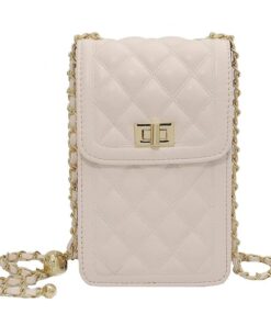 Crossbody Cell Phone Leather Purse Mini Messenger Shoulder Bag - White